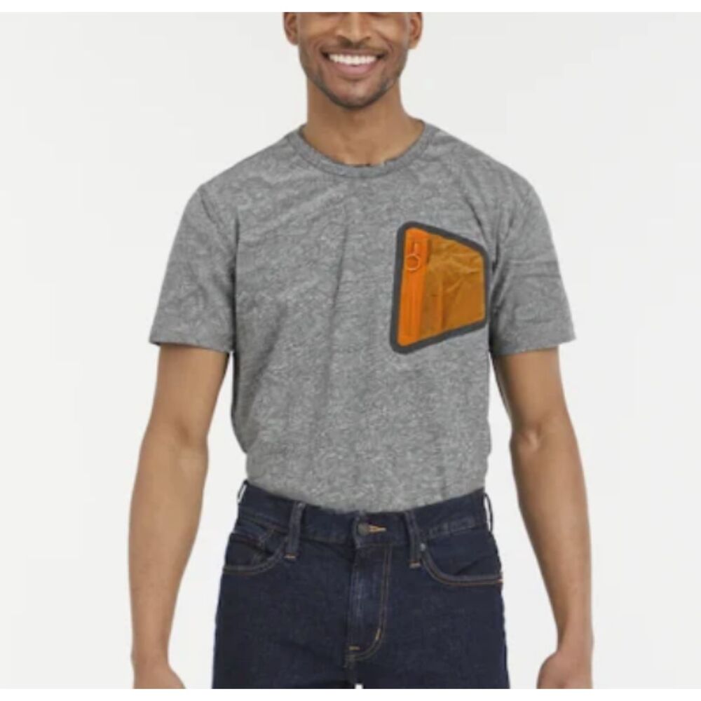 ADIDAS Climalite Grey Orange Pocket Tee Short Sleeve T-Shirt Top Mens Small